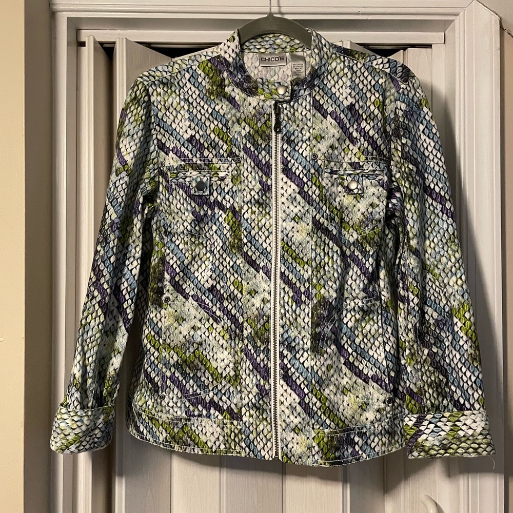 Chico ‘s Size 1 Mandarin Collared Jacket. Like New.